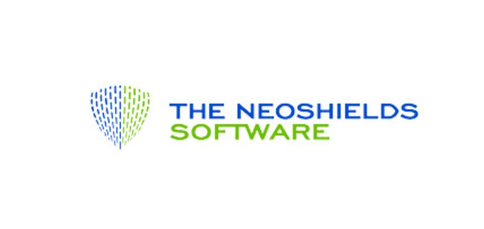 Logo Theneoshields Software bleu et vert représentant un bouclier de protection avec un texte "The Neoshields Software"